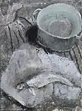 "Dutch Herring with pot" (mixed media on canvas) sm 50x70