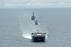 KDB Darussalam (06), KDB Afiat (20), USS McCampbell, and USNS Millinocket during CARAT 2016.