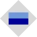 A rectangle inside a diamond, forming an organizational symbol
