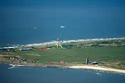 West of the island with the new lighthouse, the new west tower and the youth hostel