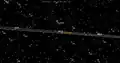 View of Leleākūhonua from Earth, showing retrograde loops every year, with current position near γ Pegasi