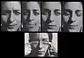 1974, Stitched Faces. One Person Show at Debel Gallery in Jerusalem. Stitched and rephotographed photographs. Collection: Haifa Museum of Art