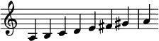 {
\override Score.TimeSignature #'stencil = ##f
\relative c' {
\clef treble
\time 7/4 a4 b c d e fis gis a
} }