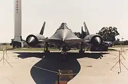 A-12 Oxcart on display in 1994, before construction of the first aircraft pavilion