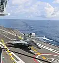 The MiG-29K provides both the fleet air defence and strike elements of the air group.