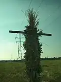 A lifesize modern pagan wicker man, in south east London, England