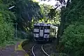 Train departing Akase Station