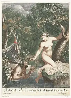 Alpheus and Arethusa, 1655–1690, Abraham Bloteling after Jan van Neck