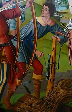 Cranked rack-and-pinion device for cocking a crossbow (c. 1493)