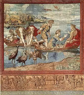 The Miraculous Draught of Fishes from the Acts of the Apostles, workshop of Pieter d'Enghien van Aelst after a cartoon by Raphael, ca1517-1519 (Vatican Museums)