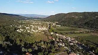 Aerial view of Saint Laurent Du Pape from the west side of the village