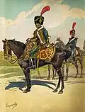 Figure 2: Officer by Tanconville. In the background, a postilion of the Garde artillery train.