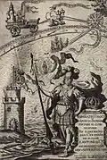 Flemish August Bouttats, Allegory of Triumphant Spain with immaculist banner, c. 1682, cover of Triumphant Spain and the laureate church all over the world by the patronage of Holy Mary. Collection: Hispanic Society of America.
