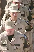 Azerbaijani peacekeepers during a ceremony recognizing their contribution to Operation Iraqi Freedom at Camp Ripper in Al Asad.