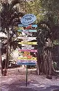 Sign at Lucaya giving distances to other places