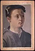 Bahram Mirza Album, folio 115a. Painting after Bronzino ca. 1540 on Florentine or Venetian paper.