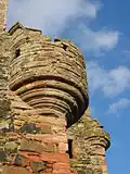 South-East Bartizan on Greenknowe Tower, Scottish Borders (and another one in the background)