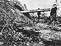 A camouflaged 152.4&nbsp;mm Bofors gun position of the Heliodor Laskowski's battery in Hel, viewed by the Germans, 1939