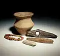 Beaker, amber, metal and stone tools