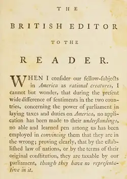 First page of the preface to the London edition of the letters.