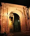 Gate illuminated at night