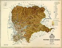 Map of Beszterce-Naszód county in the Kingdom of Hungary