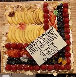 Mixed fruit birthday cake