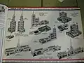 The instruction booklet to these sets contained plans for several buildings and bridges one could build and gave set numbers from which one would need to do so. There is also a Second Version of the Instruction Manual with the cover in Color, the main difference is that the Commerce Building, (Built with Set No. 95) is a totally different looking building.