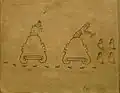 Folio 5. At the bottom portion of the glyph for Coatlicamac is a draft line running from the glyph's left to its right.[11]