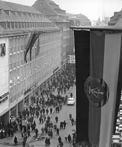 GDR flag hanging in Leipzig, 1965