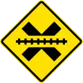 PI-1a Railway crossing ahead without gates or barriers