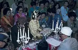 A Sundanese wedding ceremony held inside a mosque in West Java, Indonesia in 1977