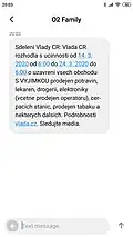 SMS notification of the closure of shops