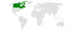 Map indicating locations of Canada and Luxembourg