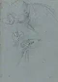 Two apostles bending over the tomb, sketch in the Royal Collection