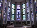 Stained glass windows in the apse