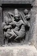 A "guardian" (dikpala) on the ceiling in Arakeshvara temple at Hole Alur