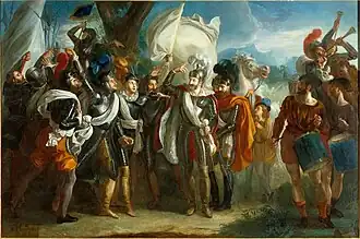 The Battle of Ivry. Oil on canvas by Charles Achille d'Hardiviller, 1817, Château de Sully-sur-Loire.