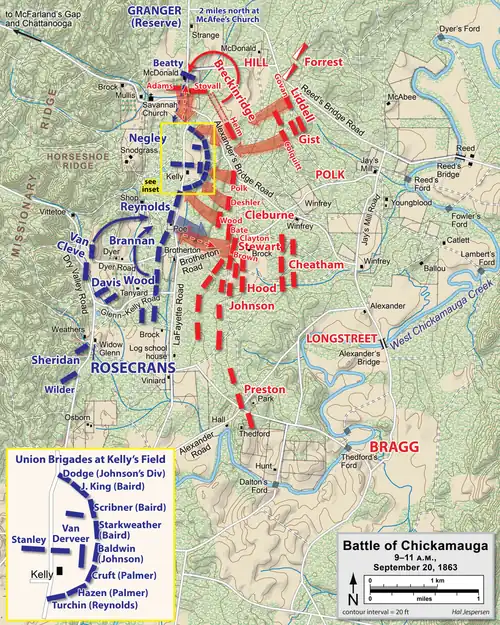 Polk's Right Wing assaults, morning of September 20