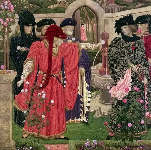 Choosing the Red and White Roses in the Temple Garden (1908) by Henry Payne