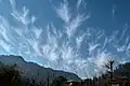 Cirrus uncinus clouds in the morning sky over Nandli, Himachal Pradesh, India