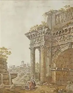 Women at a fountain amid ruins, n.d., private collection.