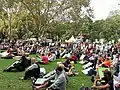 A climate change rally in the park, 2011