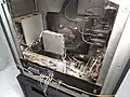 Internal view of the set, showing the boards and electron gun inside
