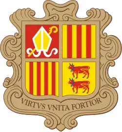 Coat of arms of the principality of Andorra (1607).