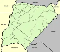 A simple line map, the highlighted area is green.