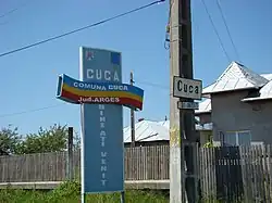 Entrance sign to the commune