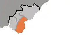 Map of Kaesong Special City showing the location of Panmun