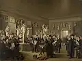 The sculpture gallery of the Felix Meritis Society in Amsterdam with portraits of the Commissioners and Directors, plaster casts of antique statues, busts and reliefs as well as depictions of member artists including Klinkhamer