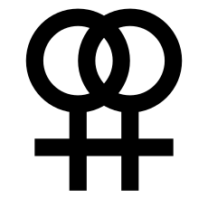 Double female symbol (represents lesbian women)[127]